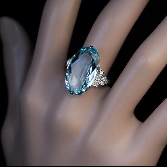 COPY - Blue Aquamarine large statement ring - Picture 2 of 4